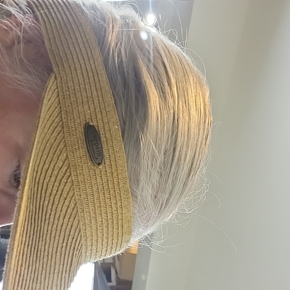CAPPELLI STRAWORLD Tan Gold Paper Polyester Hook & Loop Adjustable Strap Visor - Picture 11 of 12